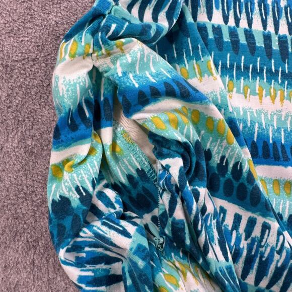 Title Nine Tank Dress Womens XL Blue Green Sleeveless Ruched Cut Out Back Pocket - Picture 5 of 11